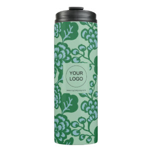 Green and Blue Vibrant and Bold Floral Pattern Thermal Tumbler