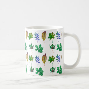 Green and Blue Watercolor Leaves Coffee Mug