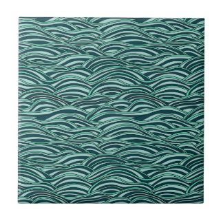 Green and blue waves pattern. Sea texture. Tile