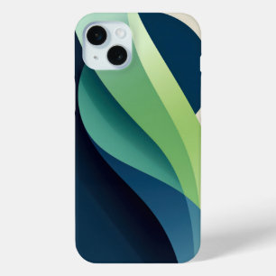 Green and blue wavy forms iPhone 15 mini case