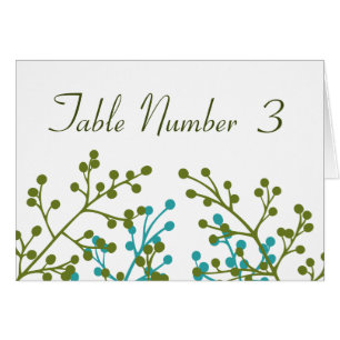 Green and Blue Wedding Reception Table Cards
