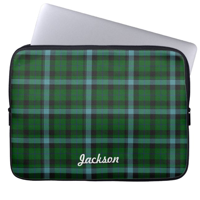 Green and Blues Tartan Plaid Pattern Laptop Sleeve (Front)