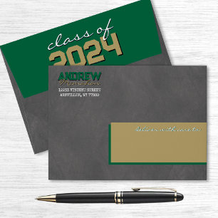 Green and Bronze Graduation Chalkboard Envelopes