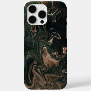 Green and browen marble - papaer marbling style iPhone 16 pro max case