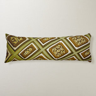 Green and Brown Architecture Print Body Cushion