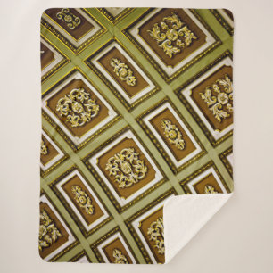 Green and Brown Architecture Print Sherpa Blanket