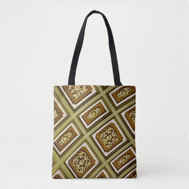 Green and Brown Architecture Tote Bag (Front)