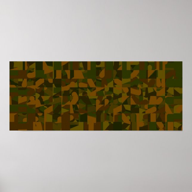 Green and Brown Camo, Abstract Pattern. Poster (Front)