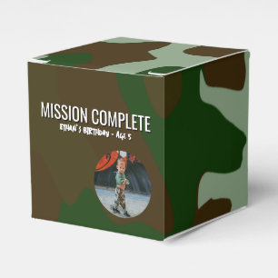 Green and Brown Camo Pattern Mission Complete Favour Box
