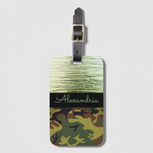 Green and Brown Camo Personalised Luggage Tag