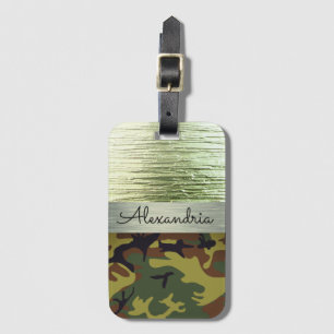 Green and Brown Camo Personalised Luggage Tag