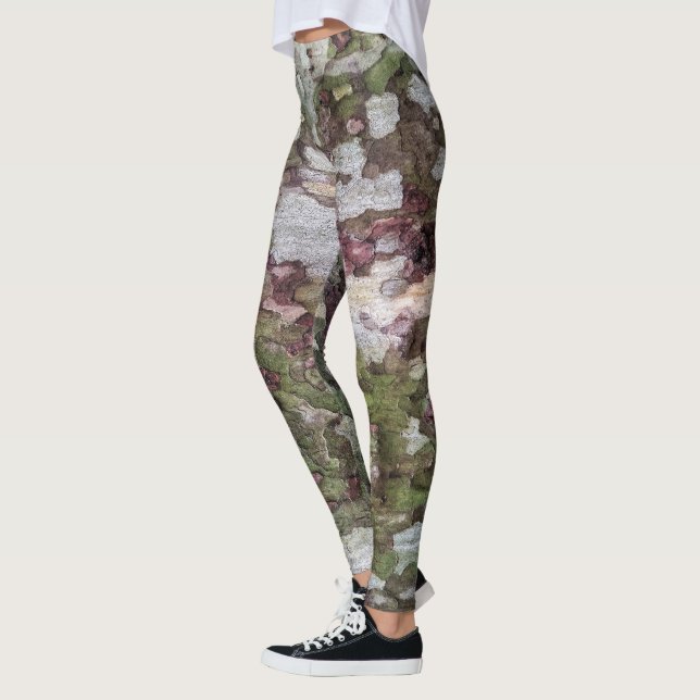Green and brown camouflage bark camo leggings (Left)