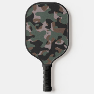 Green and Brown Camouflage Pickleball Paddle