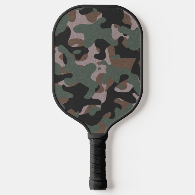 Green and Brown Camouflage Pickleball Paddle (Front)