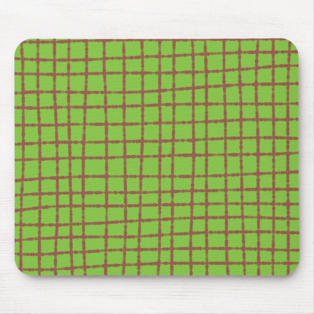 Green and Brown Check Pattern Elegant Functional Mouse Mat (Front)