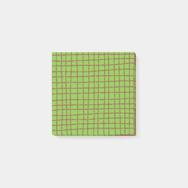 Green and Brown Check Pattern Stylish Post-it Notes (Front)