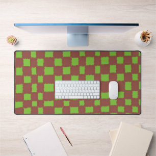 Green and Brown Chequerboard Classic and Stylish Desk Mat