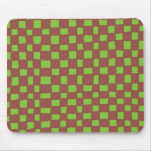 Green and Brown Chequerboard Classic and Stylish Mouse Mat