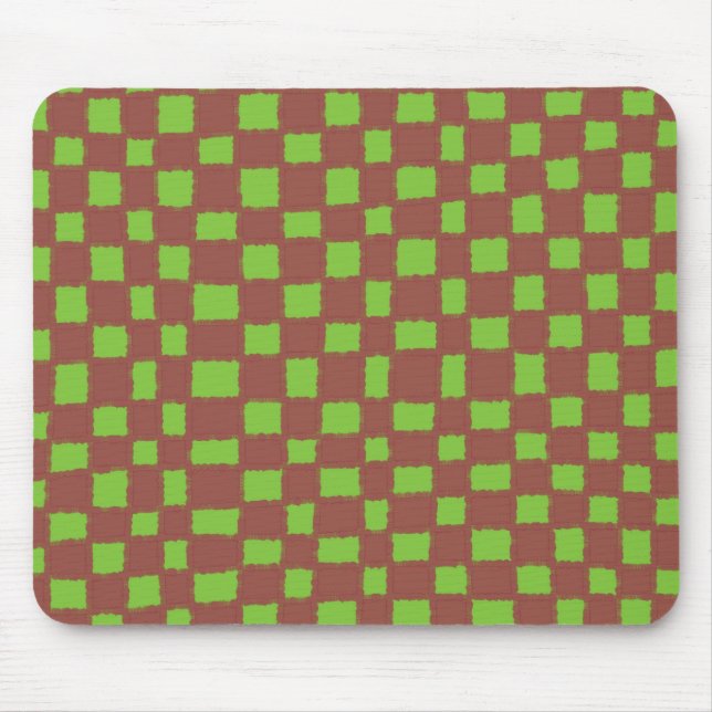 Green and Brown Chequerboard Classic and Stylish Mouse Mat (Front)
