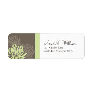 Green and Brown Chrysanthemum Address Label