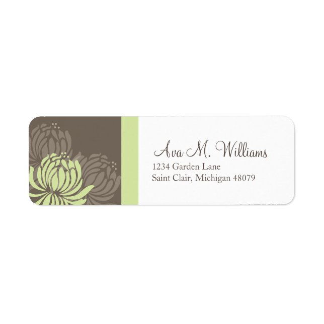 Green and Brown Chrysanthemum Address Label (Front)