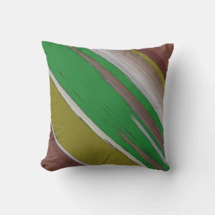 Green And Brown Diagonal Abstract Cushion