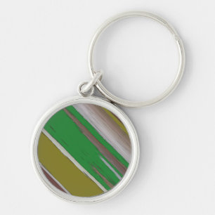 Green And Brown Diagonal Abstract Key Ring