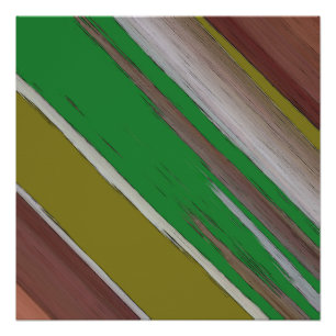 Green And Brown Diagonal Abstract Poster