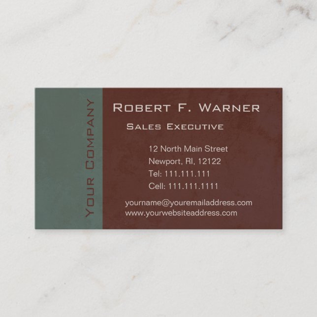 Green and Brown Earthtones Classic Elegant Business Card (Front)