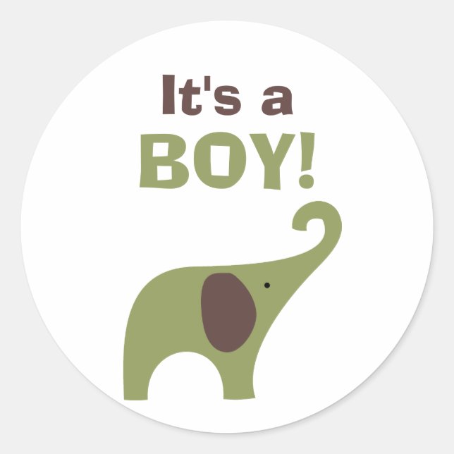 Green and Brown Elephant Baby Shower Seal (Front)