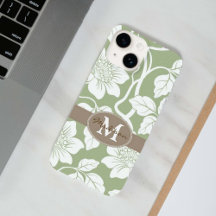 Green and brown floral name and initial