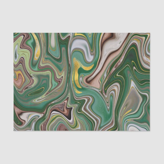 Green and Brown/Gold Agate pattern 2 Tissue Paper (Front)