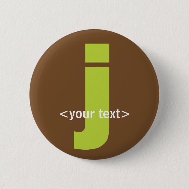 Green and Brown Monogram - Letter J 6 Cm Round Badge (Front)
