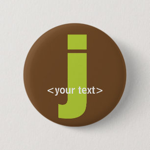 Green and Brown Monogram - Letter J 6 Cm Round Badge