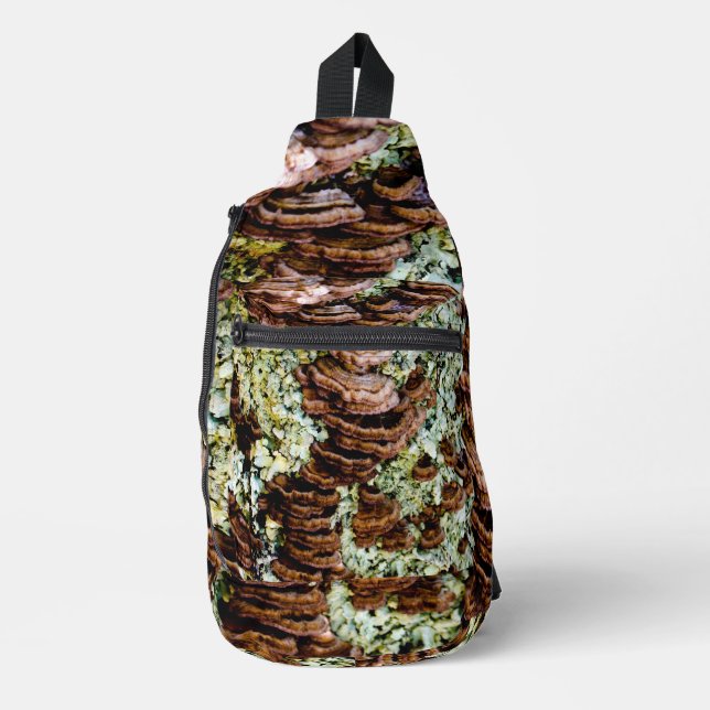 Green and Brown Mushrooms  Sling Bag (Front)