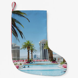 Green and brown palm trees small christmas stocking