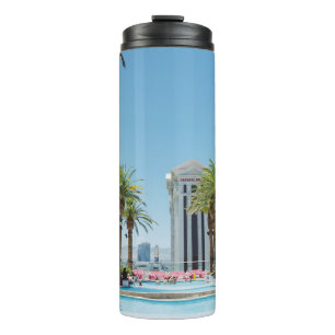 Green and brown palm trees thermal tumbler