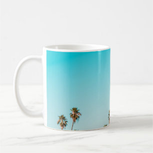 GREEN-AND-BROWN PALM TREES UNDER CLEAR BLUE SKY COFFEE MUG