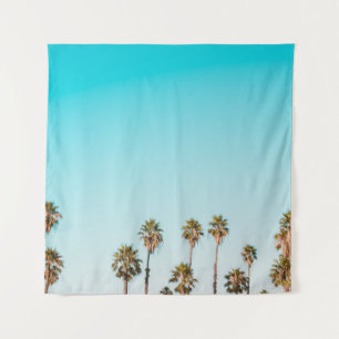 GREEN-AND-BROWN PALM TREES UNDER CLEAR BLUE SKY TAPESTRY