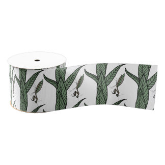 Green And Brown Praying Mantis on Green Leaves Grosgrain Ribbon