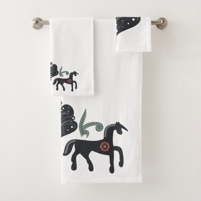  Green and Brown Scandinavian Bath Towel Set (Insitu)