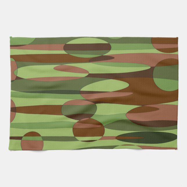 Green and Brown Spheres Tea Towel (Horizontal)