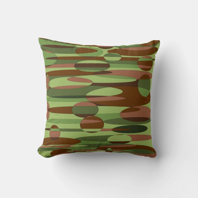 Green and Brown Spheres  Throw Pillow (Front)