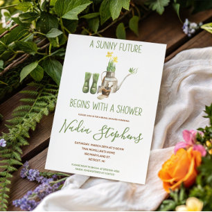 Green and Brown Spring Gardening Bridal Shower Invitation