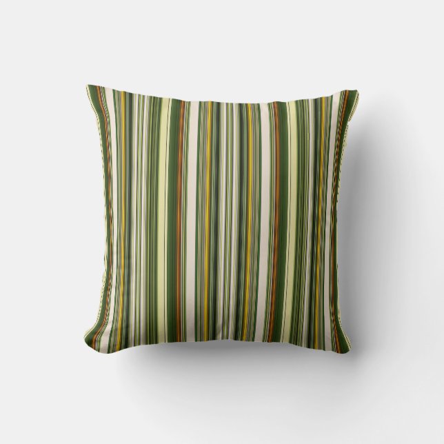 Green and Brown Stripes Cushion (Front)