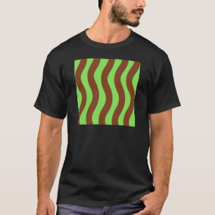 Green and Brown Wave Stripes T-Shirt