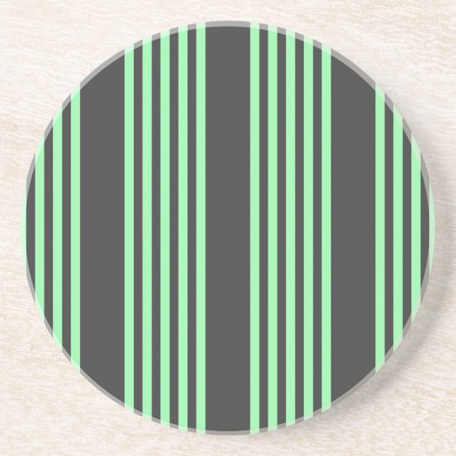 Green and charcoal five stripes pattern coaster (Front)