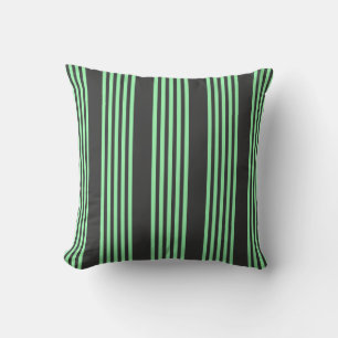 Green and charcoal five stripes pattern cushion