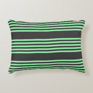 Green and charcoal five stripes pattern decorative cushion