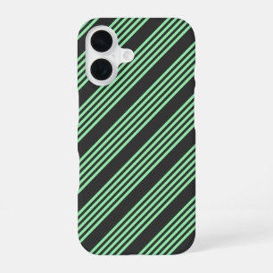 Green and charcoal five stripes pattern iPhone 16 case